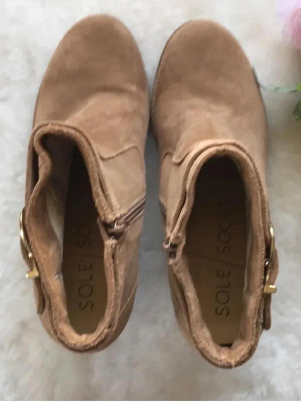 Sole society Peytal tan suede wedge ankle boots 9